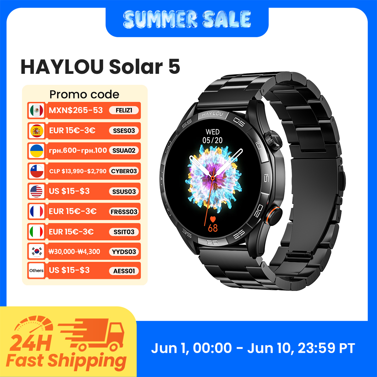 Gps Running Watch - HAYLOU Solar 5 Voice Calling Smartwatch