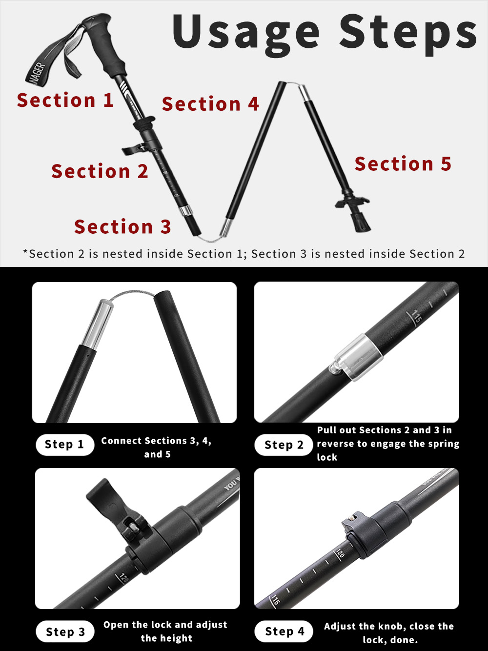 Foldable Trekking Pole 7075 Al - Trekking Pole Carbon 리뷰 및 가격